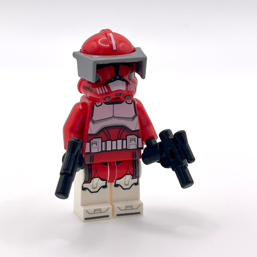 Clone Trooper Commander Fox, Coruscant Guard (Phase 2) - Dark Bluish Gray Visor, Printed Legs