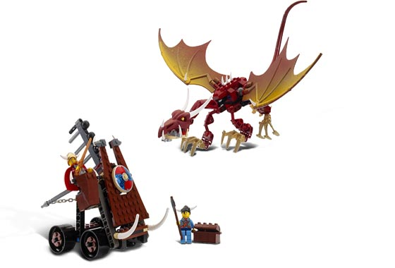 LEGO Vikings Viking Catapult versus the Nidhogg Dragon 7017