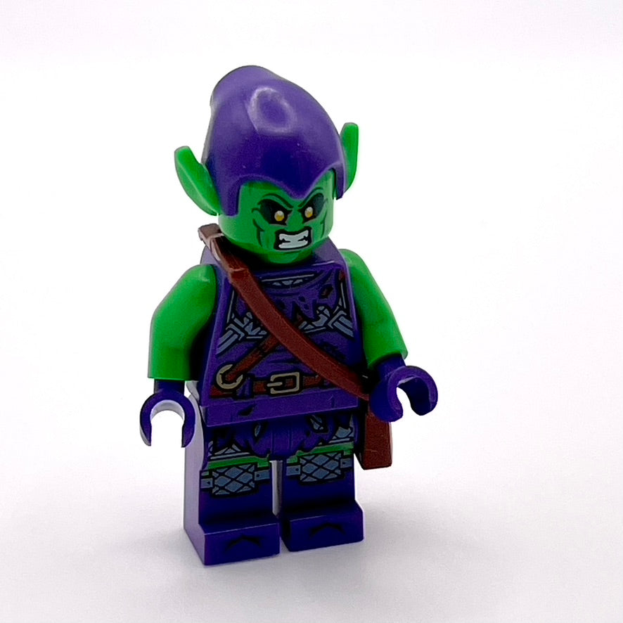 Green Goblin - Bright Green Skin, Dark Purple Outfit, Small Yellow Eyes, Printed Legs