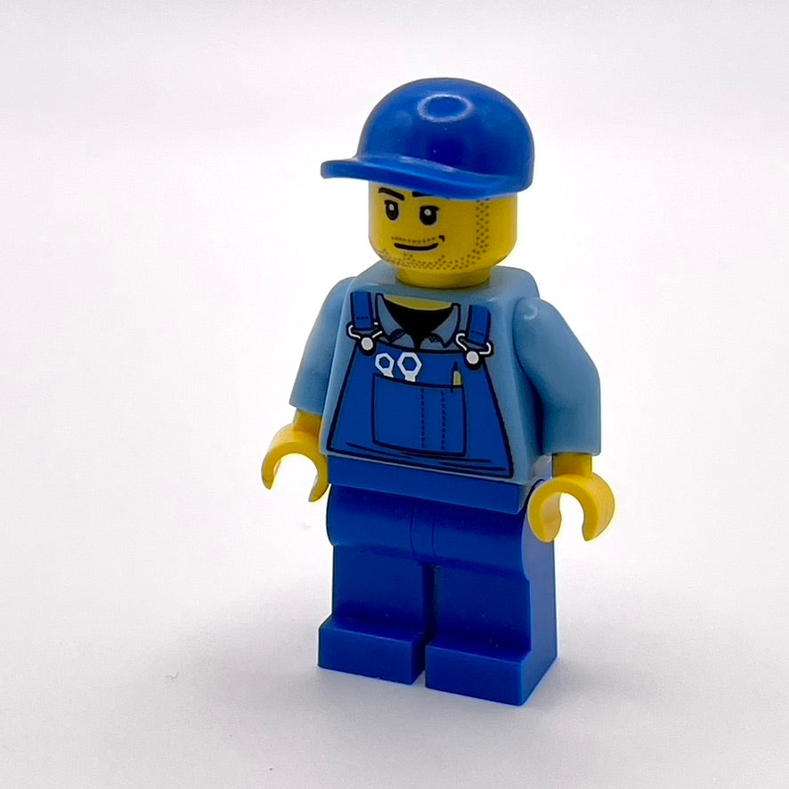 Hot Rod Mechanic - Blue Overalls, Blue Cap, Stubble