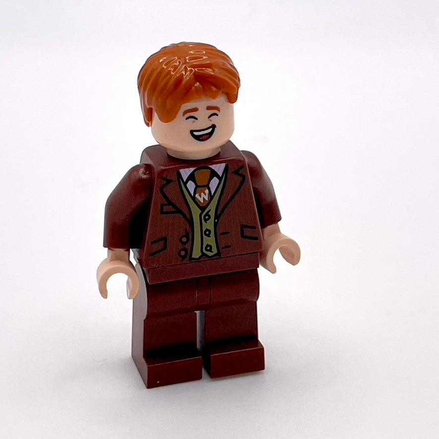 George Weasley - Reddish Brown Suit, Dark Orange Tie, Smiling / Laughing Head