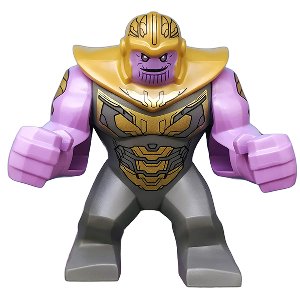 Thanos - Large Figure, Medium Lavender Arms Printed, Dark Bluish Gray Outfit with Gold Armor, Pearl Gold Helmet